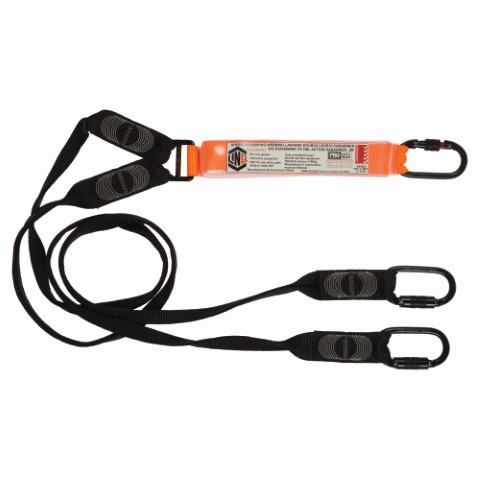 LINQ SHOCK ABSORBING WEBBING LANYARD DBL LEG 3 X SG KARABINER